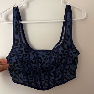Blue leopard corset top